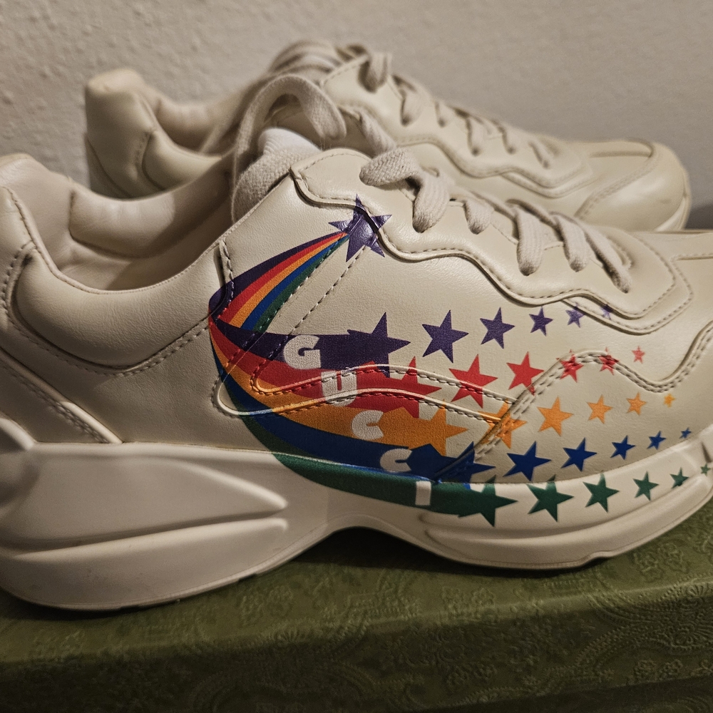 Gucci Kids White Rainbow Sneakers